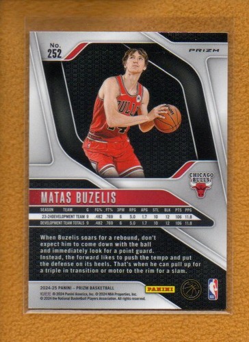 Matas Buzelis 2024-25 Panini Prizm Rookie Red White Blue Prizm RC #252 Bulls - Picture 4 of 6
