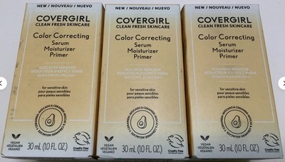 Covergirl Color Correcting Serum Moisturizer Primer, Medium, 1oz, Lot of 3