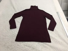 Dex Tunic Shirt Womens L Large Purple Side Split Long Sleeve Turtle Neck