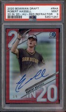 2020 Bowman Draft 20 In '20 Red Refractor #RHA Robert Hassell Auto /5 PSA 9