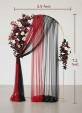 Wedding Arch Backdrop Stand 7.2FT with Flowers  Drapes   Black Burgundy Decor