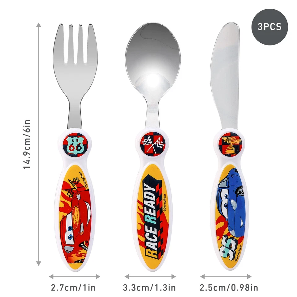 Cars Kids 6 Piece Dinnerware Cutlery Set - Plate/Bowl/Cup/Knife/Fork/Spoon - Image 3 of 4
