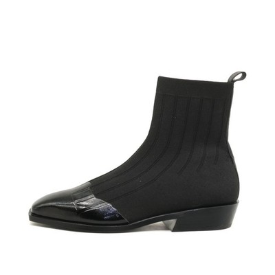 Charles & Keith Damen Sock Boot Lackspitze Stiefeletten Lackdetails Boots EU 38
