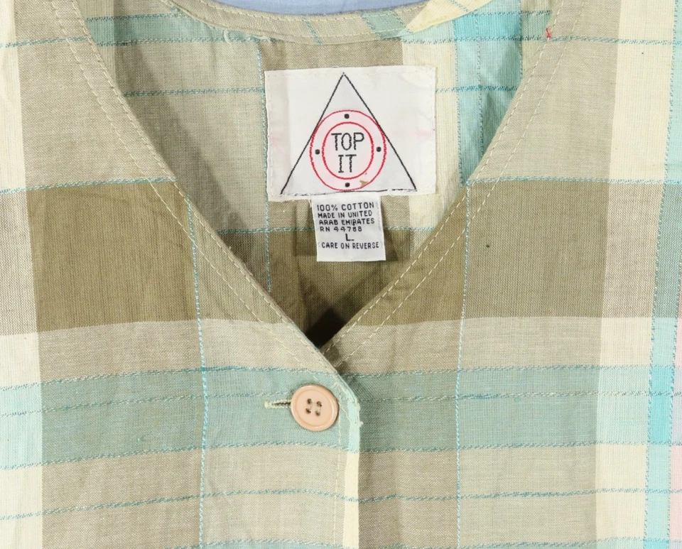 Antigo Vestido Top It Jumper CINTURA CAÍDA Fazenda Smock PASTEL XADREZ Bolsos TAMANHO G - Imagem 3 de 4