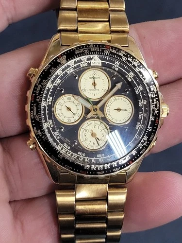 Vintage Seiko Flightmaster 7T34-6A09 Quartz Chronograph Men's Watch (1337501-1)