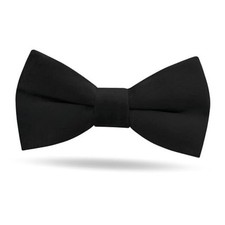 Velvet Bow Ties for Boys, Adjustable Pre-Tied Bow Tie Solid Color Bowtie Black