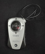 Coby Mini AM/FM Personal Portable Radio Silver CX-71 w/ Clip