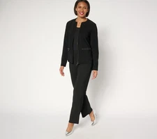 Women with Control Attitudes by Renee Regular Euro Knit Jacket and Pant Set Blac