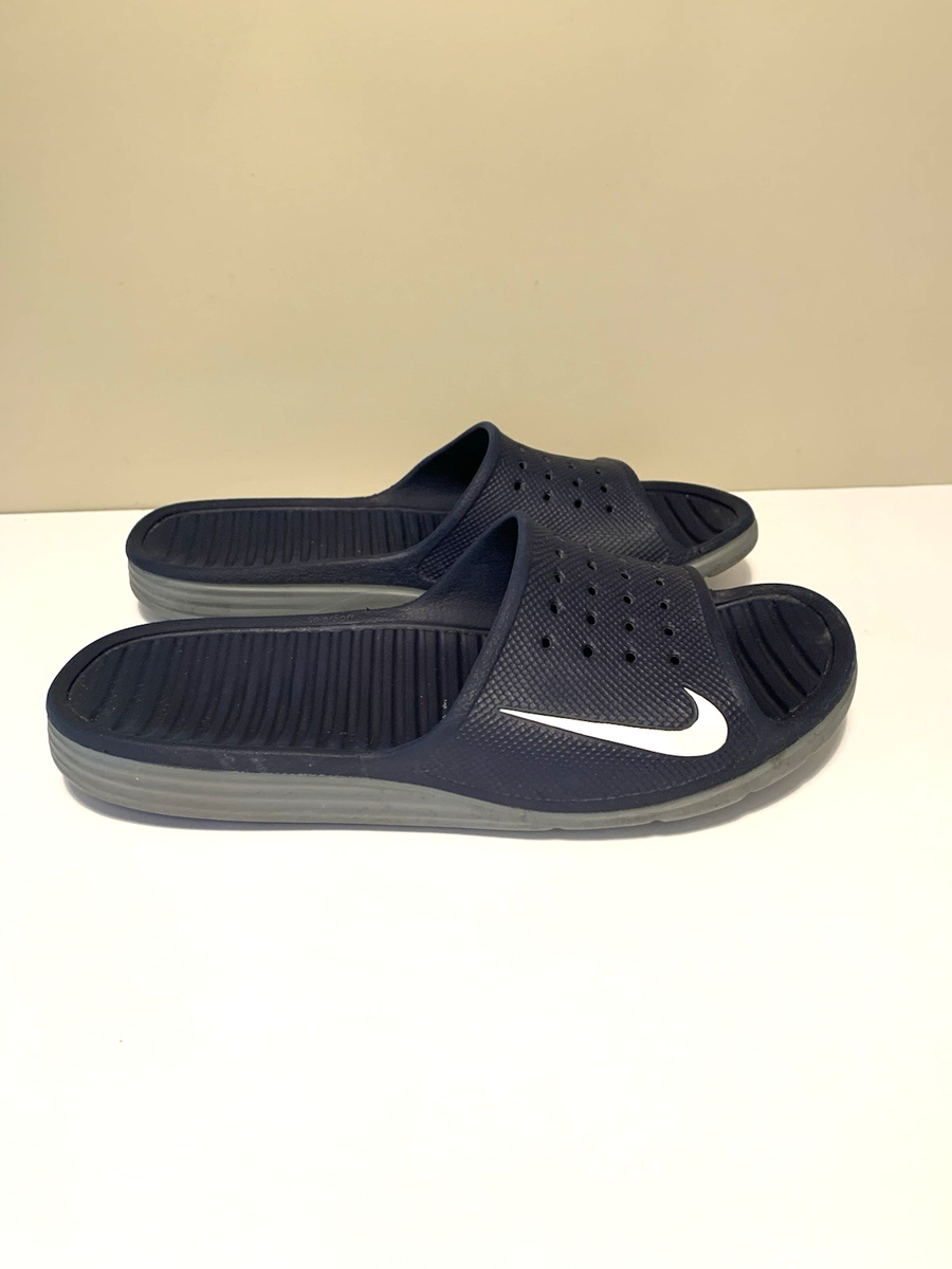 靴 NIKE BENASSI SOLARSOFT OLYFED SLIDE Nike Benassi Solarsoft Men's Size 9 Slides Sandals Navy Blue Rare