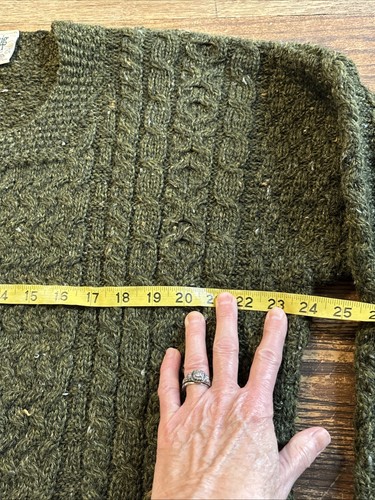 Carriag Donn Ireland Green Pure New Wool Fisherman Cardigan Womens Size Large - Picture 5 of 8