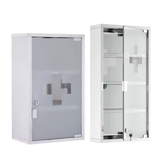 kleankin Wall Medicine Cabinet with Lock, Lockable Wall Cabinet, Silver