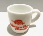 Vintage Milk Glass Coffee Mug Cup Arkansas Razorbacks Whooooo Pig Soo-ie!