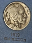 1919 P Buffalo Nickel 5c Fine Grade Almost Full Horn