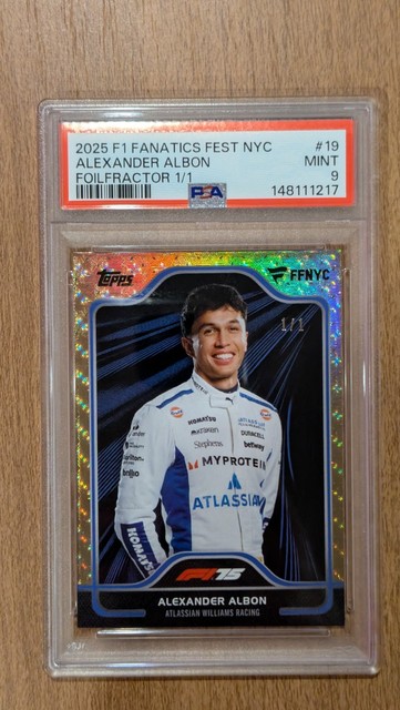 2025 Topps F1 FFNYC Fanatics Fest Alex Albon Foilfractor 1/1 PSA 9