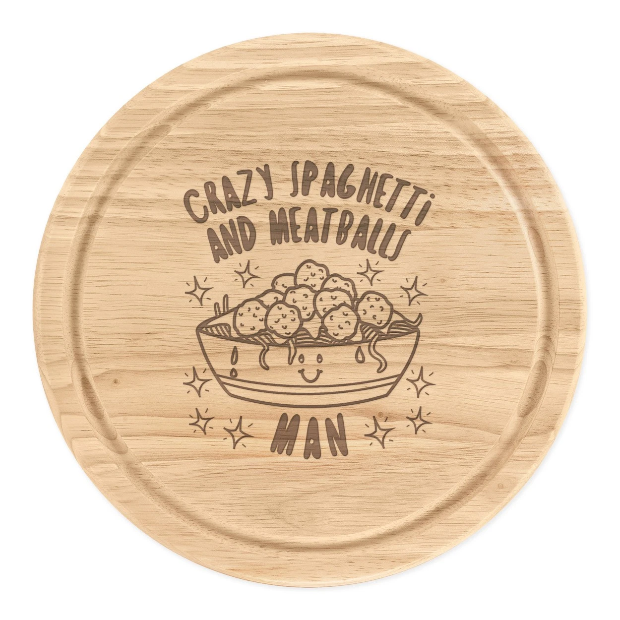 Crazy Spaghetti And Meatballs Man Stars Round Chopping Cheese Board Funny Joke