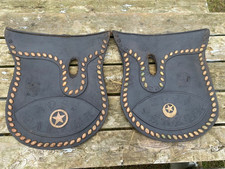 Black leather flat housing hames covers with brass spots & stars