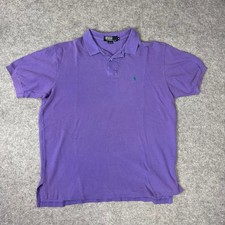 Polo Ralph Lauren Mens XL Purple Short Sleeve Pique Polo Shirt Made in USA Green