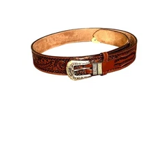 Nocona Belt Co men's ranger 35" tooled leather silver buckle western  