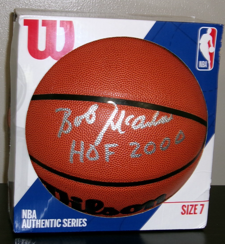 BOB McADOO signed handsigniert Wilson NBA Basketball HOF-2000 Silver Sharpie COA