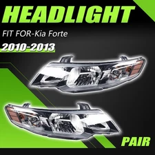 Halogen Headlights Black For 2010-2013 Kia Forte Headlamp Driver&Passenger Side