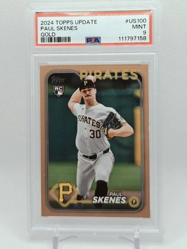 2024 Topps Update Series Paul Skenes Gold White uniform /2024 (RC) PSA 9 #US100