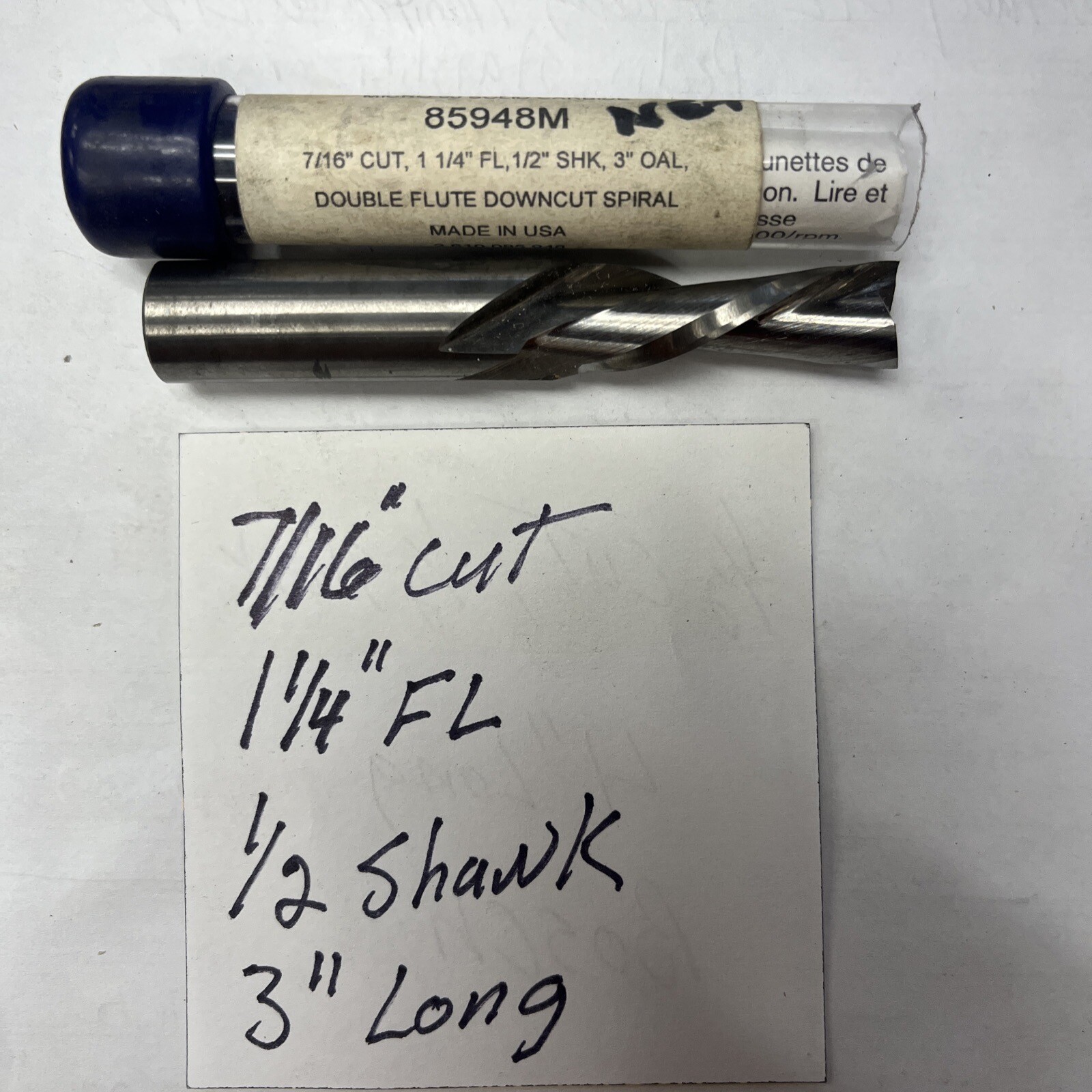 New Bosch 7/16 Cut 1/2 Shank 1 1/4 FL 3” Long Downcut Hard to find top quality￼