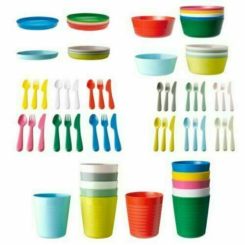 Children's Kids Plastic Picnic Plate Cups Bowls Cutlery Set or