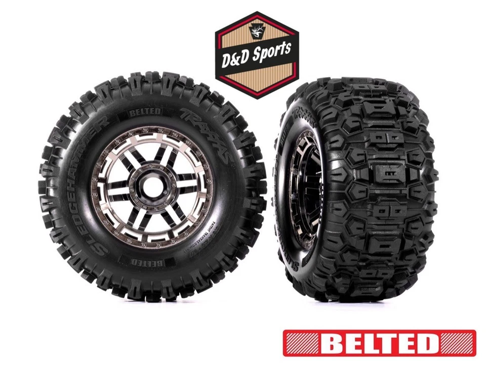 Traxxas 8979A - Tires & wheels, assembled, glued (black chrome wheels, belted) - Image 1 of 1