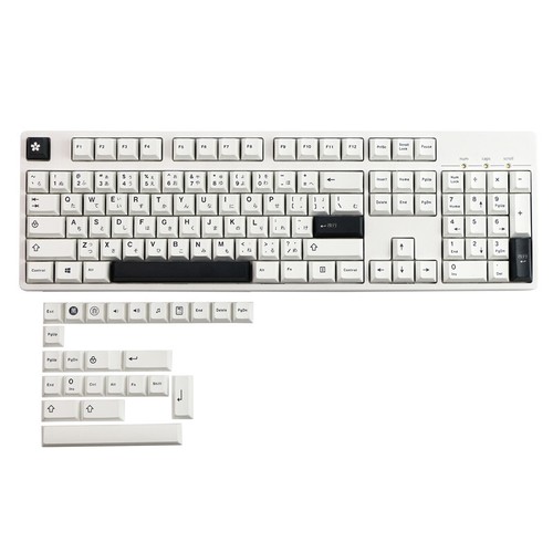 White Black Japanese Root Cherry Profile PBT Dye Subs Keycap Set For Meck Keeb - Picture 4 of 10