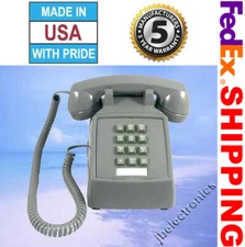RETRO SLATE GRAY/GREY PUSH BUTTON CORDED DESK PHONE TELEPHONE VINTAGE STYLE
