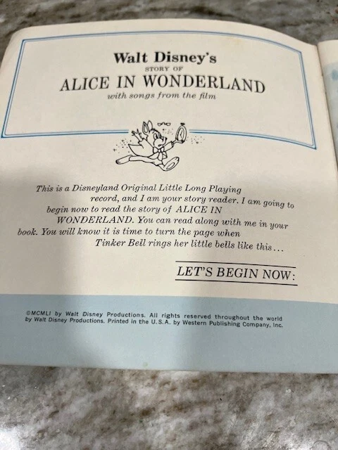 Libro y discos de colección de Walt Disney Story of Alice in Wonderland 1965 Foto 2 de 4
