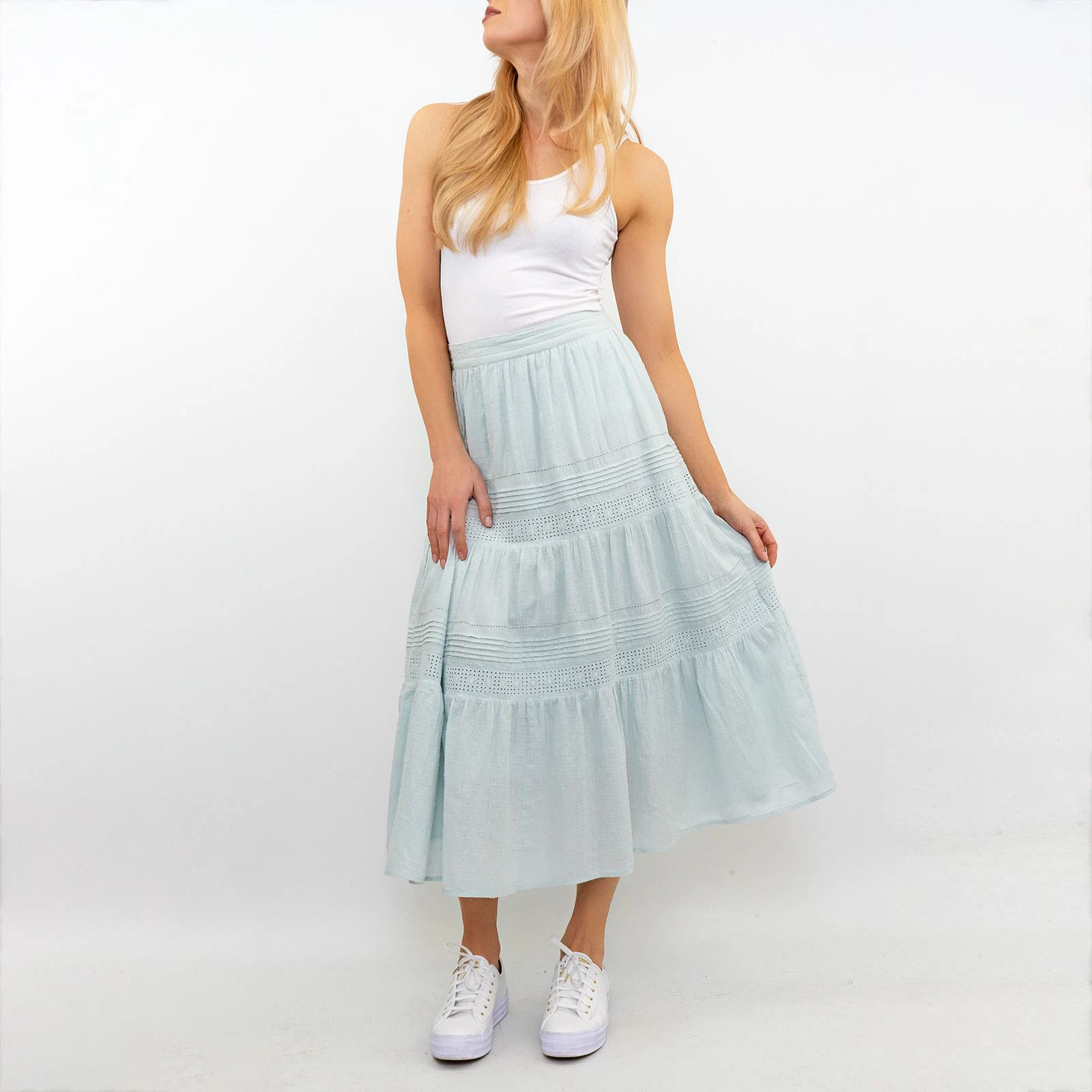 M&S Womens Skirt Per Una Pure Cotton Lace Tiered Midi Floaty Light Elastic Waist
Opens in a new wind