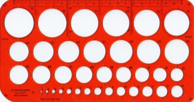 SCHABLONE 1315F STANDARDGRAPH 1315 F LOCH- / KREISSCHABLONE 1 - 36 MM!
