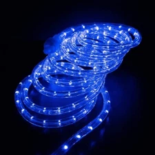 100ft Blue LED Rope Light 2 Prong Outdoor 8 Modes + Optional Timer 8h-on/16h-off