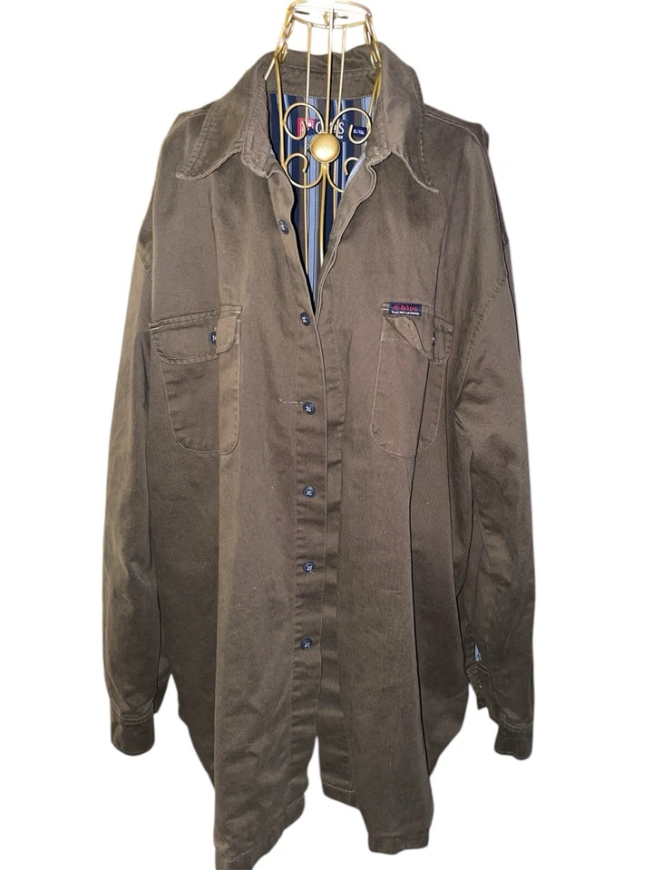 Camisa Chaps Ralph Lauren Para Hombres 2XL XXL Verde Oliva Forrada Chaqueta Tareas Foto 2 de 4