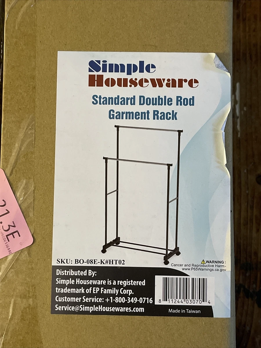 Simple Houseware Double Rod Portable Clothing Hanging Garment Rack