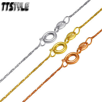 TTstyle 0.8mm Thin Gold Filled Chain Necklace Gold//Rose Gold 45cm length