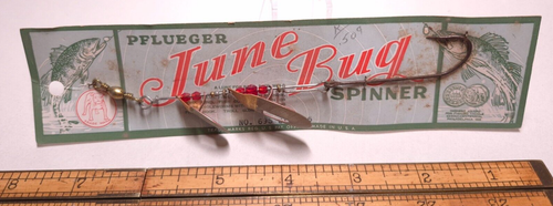 Lot De 4 Leurres Vintage Pflueger June Bug Spinners - Tailles #6 Et #4 (USA/Hong Kong)