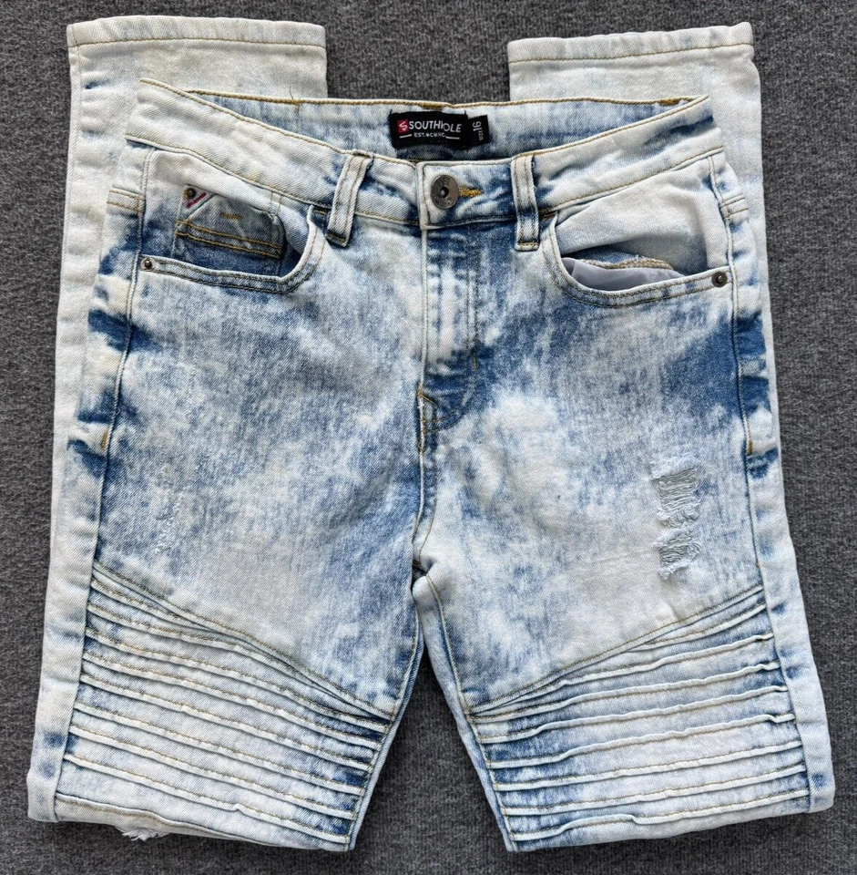 Southpole состаренный джинсовой ткани мотоциклиста джинсы, отличном состоянии мальчика 16 - Изображение 4 из 4