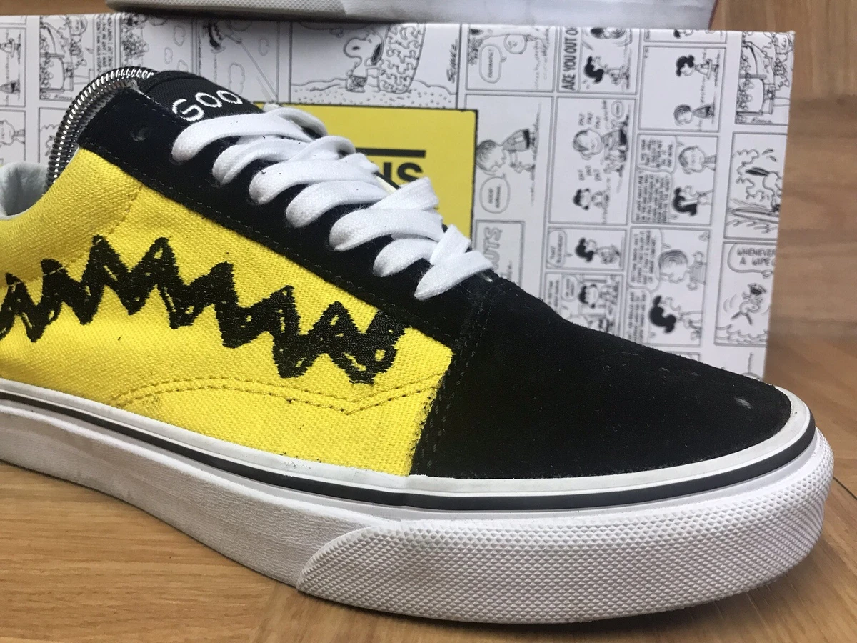 RARE🔥 VANS Old Skool Peanuts Charlie Brown Low Top Good Grief Yellow Black |