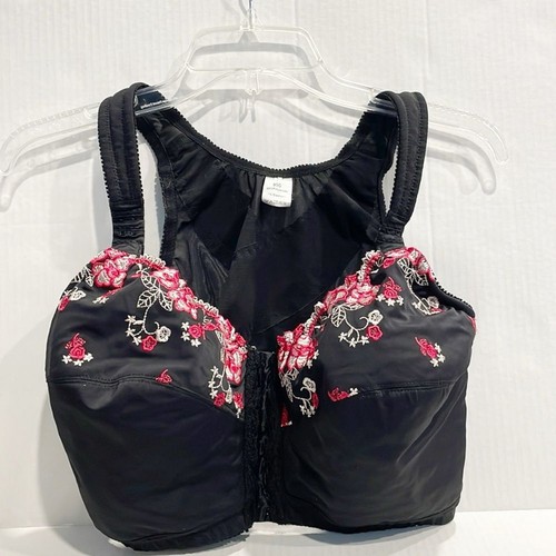 Long Line Bra Women Sz 42E Lightly Padded Black Red Tan Floral ...