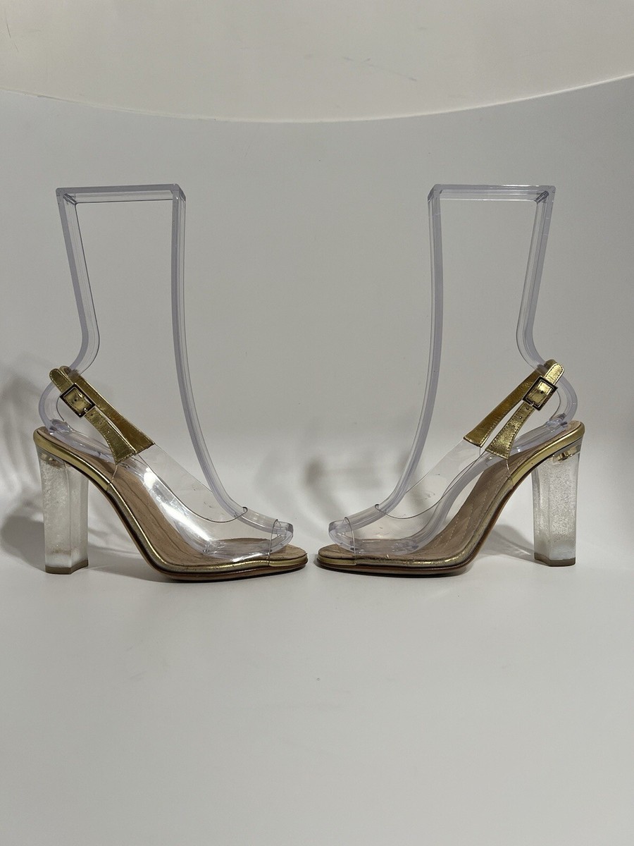 シャネルヒール Vtg Chanel Gold Clear PVC Slingback Heels 35.5 | eBay