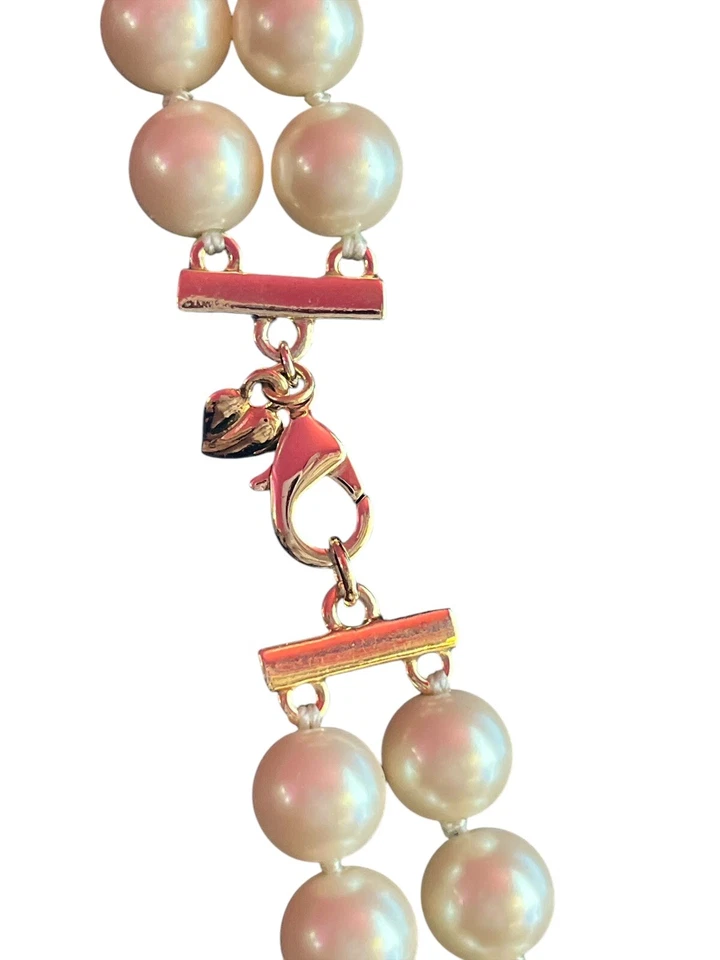 "Collar Carolee 34"" Dos Hilos Imitación Perla Anudada Ombre Corazón Cierre Cuelga" Foto 2 de 4