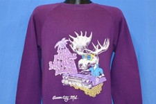 vintage 80s PURPLE MOOSE SALOON OCEAN CITY MARYLAND SOUVENIR RAGLAN SWEATSHIRT S