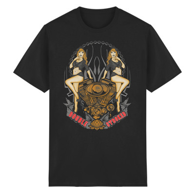 Double Stroked T-Shirt V2 Motor Pinup Girls Biker Shirt Chopper Custombike