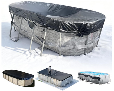 10x16 Rectangular/Oval Pool Cover 420D Oxford Winter Above Ground Black