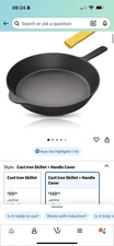 COOKLIFE 12" Inch Smooth Pre-Seasoned Cast Iron Skillet w/ Handle Cover NEW