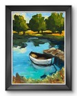 White Rowboat Lake Painting 9x12 Original Landscape Acrylic Wall Art R Stevens — photo 2