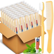 200 Pack Disposable Toothbrushes Bulk with Toothpaste and Comb Travel Size To...