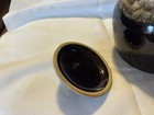 Brown Beige Ceramic Jar with Handle Lid Glossy Finish USA Impressed Mark — photo 6